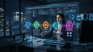 AI marketing workflow system showing automated content creation process using AI tools for online earning in 2026, AI marketing workflows