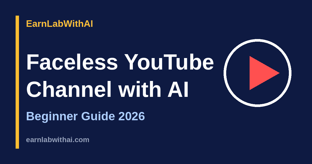 Faceless YouTube channel with AI beginner guide 2026 featured image by EarnLabWithAI